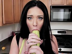 Addicted to sexual relations housewife Megan Maiden fucks personally with cucumber